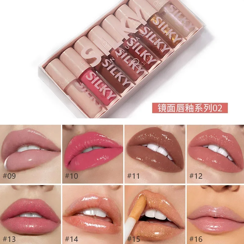 Pudaier 8 colores diamante brillante brillo de labios conjunto de lápiz labial hidratante de larga duración brillo de labios Sexy lápiz labial cosméticos