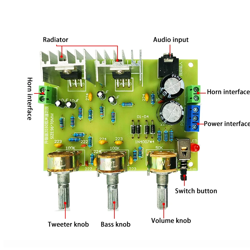 Podwójny kanał głośnik TDA2030 produkcja Audio wzmacniacz elektroniczny zestaw do majsterkowania powłoka akrylowa