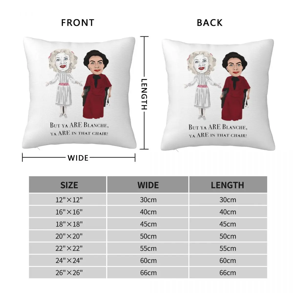 Whatever Happened To Baby Jane Bette Davis Joan Crawford Inspired Square Pillowcase Pillow Cover Cushion Zip Throw Pillow