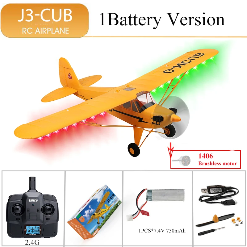 Heißer Verkauf RC Flugzeug RTF 2,4G Bürstenlosen Motor 3D/6G Fernbedienung Flugzeug Wltoys A160 Verbesserte J3-CUB Ready To Fly