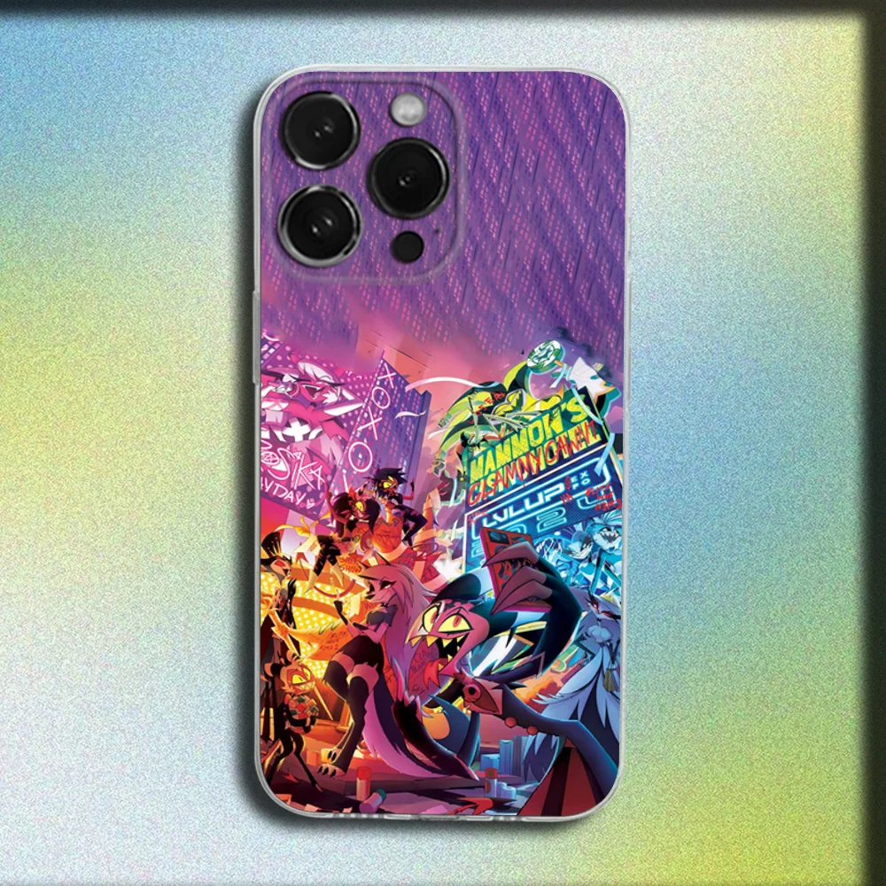 أنيمي الكرتون H-Helluva Boss جراب هاتف آيفون 16,15,14,13,12,11 زائد ، برو ، ماكس ، XR ، XS ، زائد ، E ، غطاء ناعم شفاف صغير