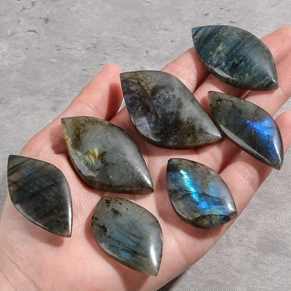 Natural Labradorite Pendant Water Drop Shape Rainbow Flash Stone Crystal Necklace DIY Jewelry Making Home Decor