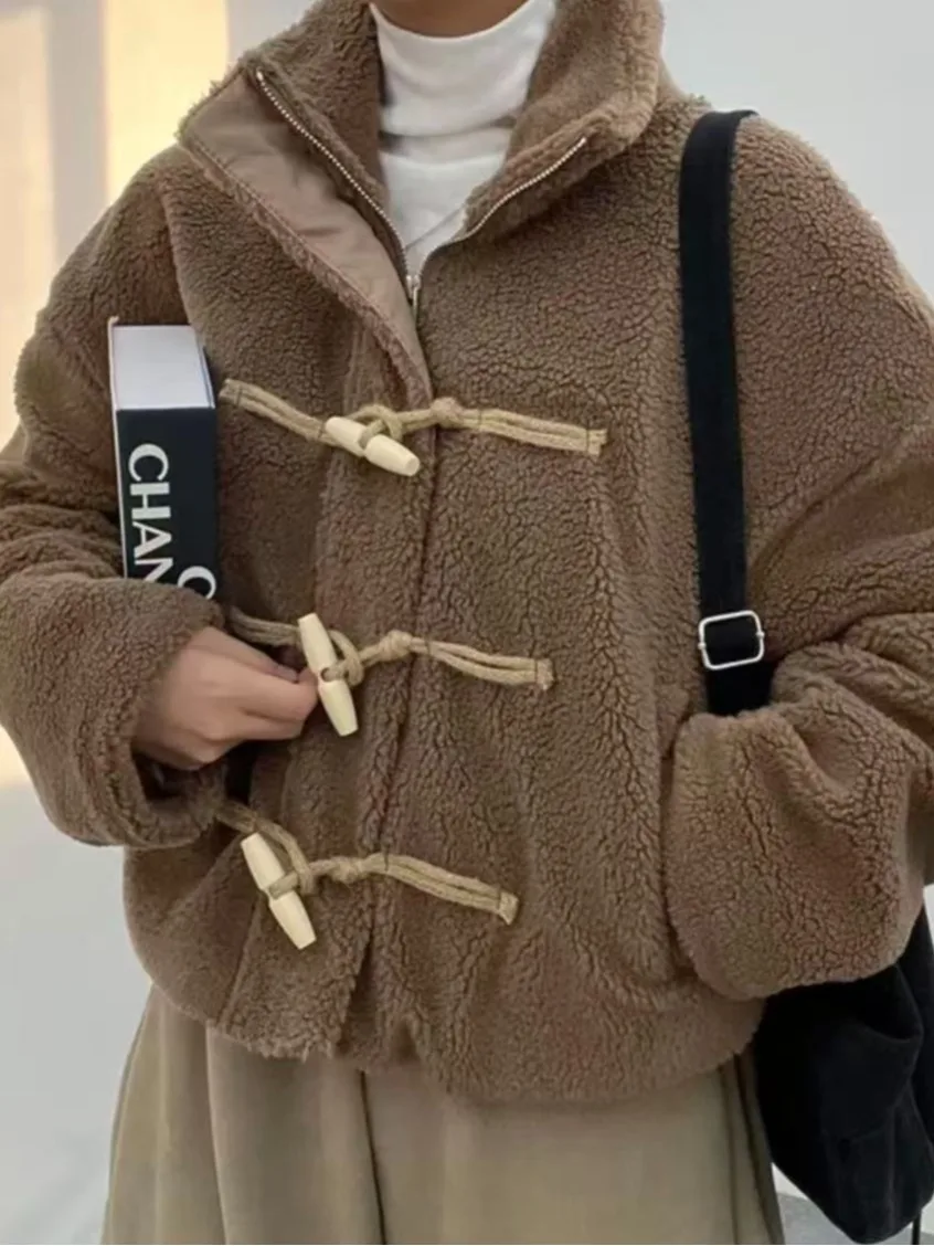 

Шикарная хлопковая куртка с мехом ягненка, женская свободная хлопковая одежда из натуральной кожи и меха, весна-осень-зима, модная