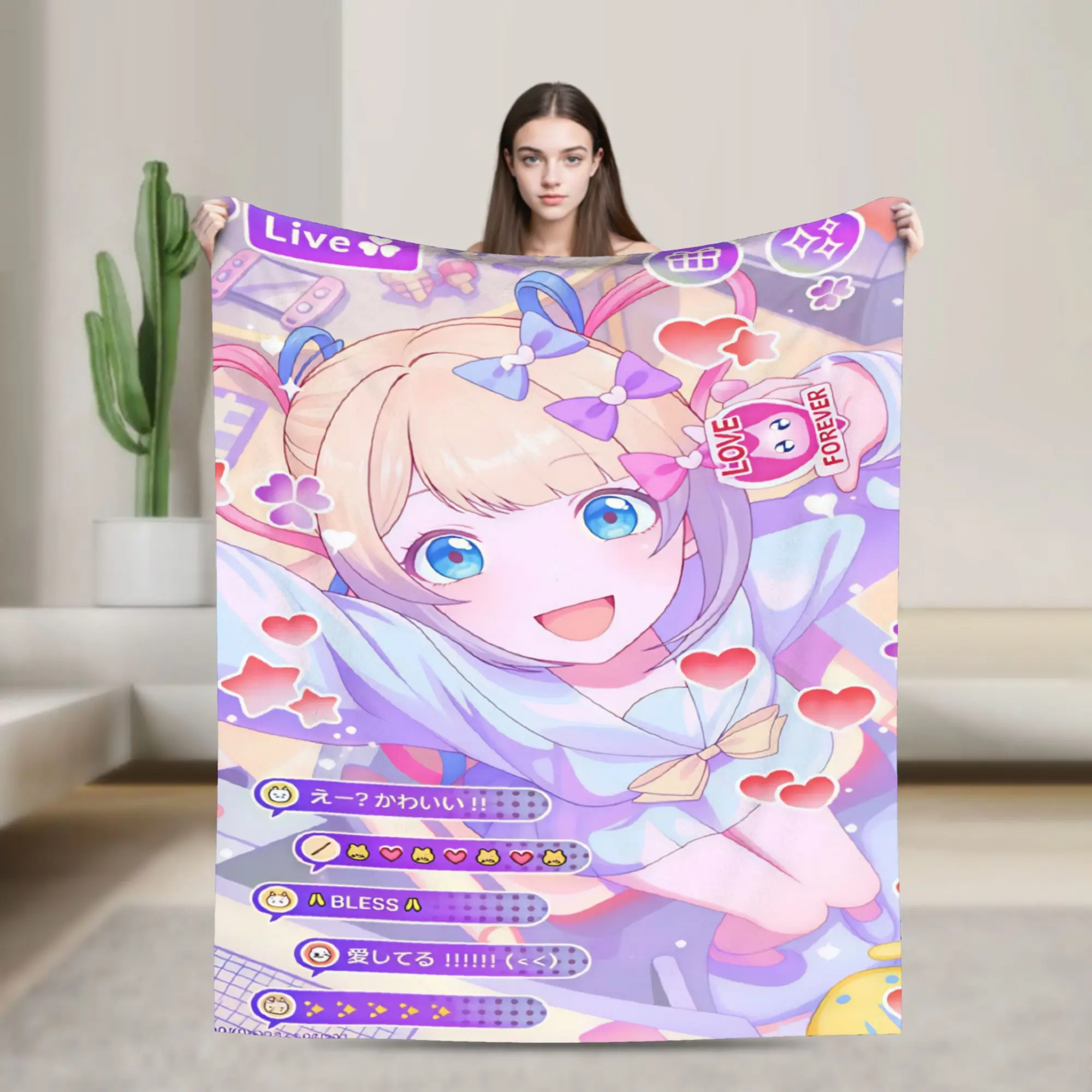 N-Needy Streamer O-Overload KAngel Blanket  Soft Graphic Plush Throw Blanket For Bedroom Decorative Flannel Bedspread Bed Cover