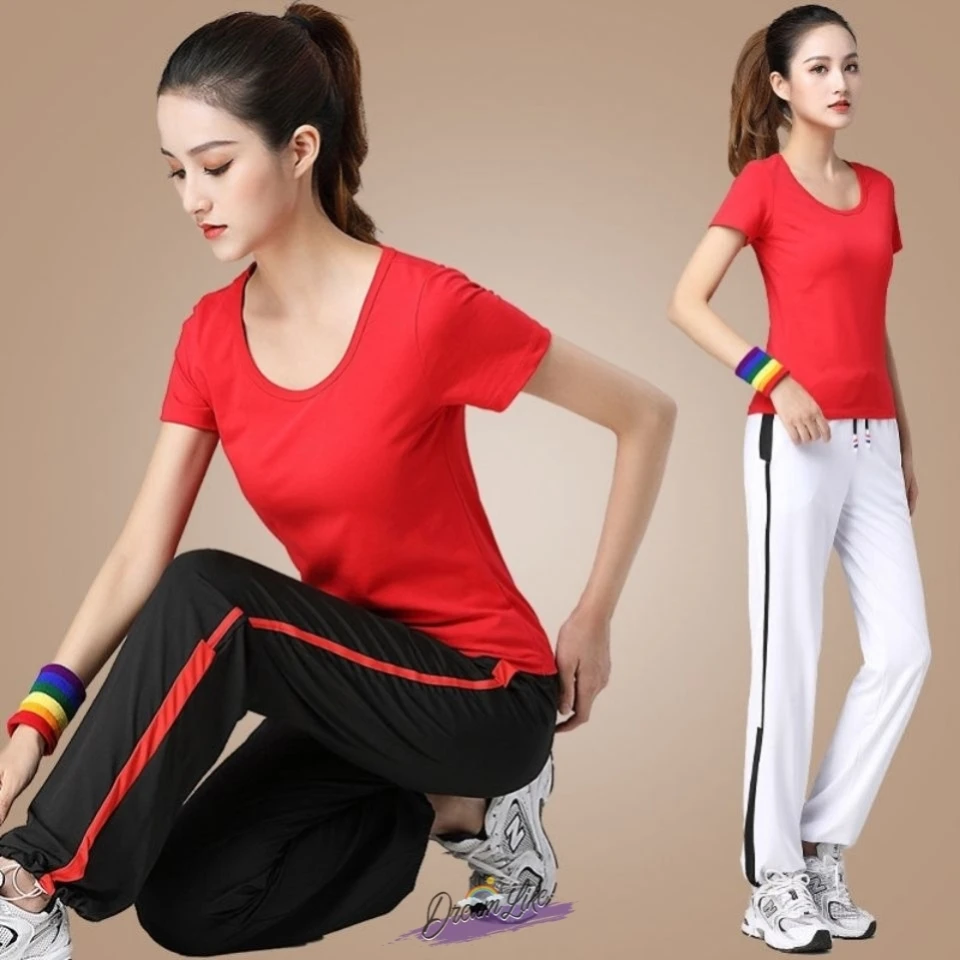

Modal Loose Fit ort Sve Fitn Dancewear Set Qui Dry Pants Summer Square Dance Costume Women's Ethnic Stage Clothing