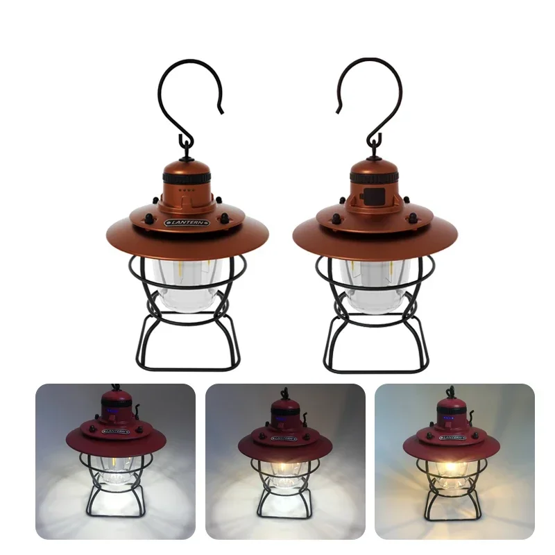 10000mAh Camping Portable Retro Lantern Vintage Tent Lighting Lantern Decoration Waterproof Outdoor Garden Street Path Lawn Lamp