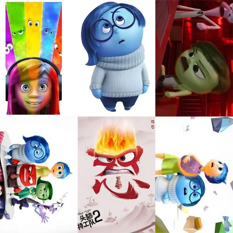 60 uds Disney Inside Out 2 pegatinas Anime Joy Sadness ansiedad portátil equipaje álbum de recortes diario teléfono pegatina decoración juguetes para niños