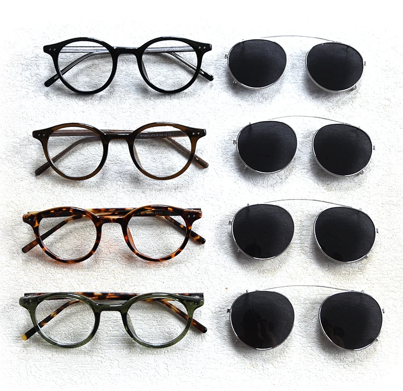 Kachawoo Polarisierte Clip-On-Sonnenbrille für Herren, TR90-Rahmen, Schwarz, Grün, Leopard, Retro, ovale Brille, Damen, UV400, abnehmbare Linse – Detail 3