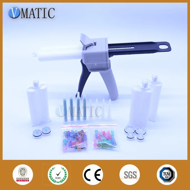 Free Shipping Ab Glue Cartridge 2:1 1:1 50cc 50ml Manual Dispense Gun With Static Mixer Mixing Nozzle