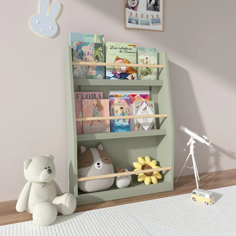

3-Tier Kids Bookshelf, Compact Storage Rack for Bedrooms, Playrooms, Classrooms – Sage