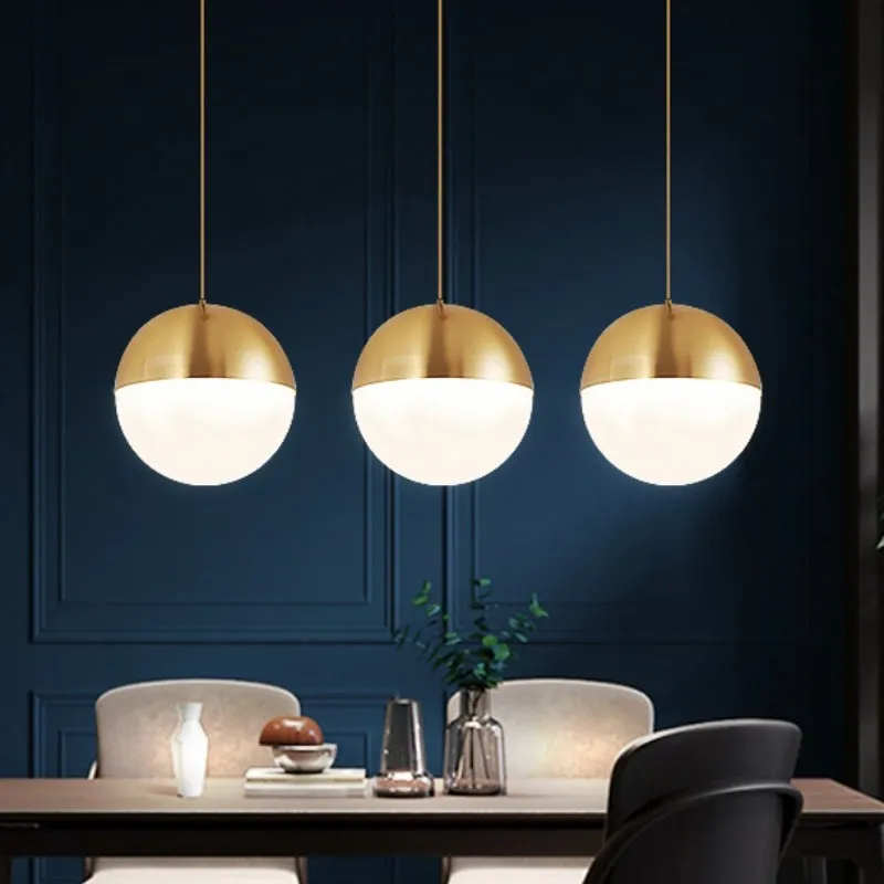 Modern LED Pendant Light Minimalist Spherical Glass Hanging Lamps For Living Rooms Study Bedroom Cafe Banquet Hall Illuminating