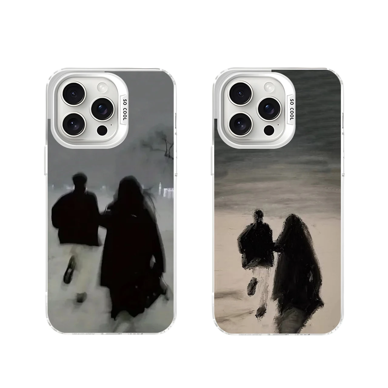 

Romantic Running Couple Matching Case for iPhone 16 15 Plus 12 13 mini 11 14 Pro Max XR Dual Layer Hard IMD Platic Matte Cover