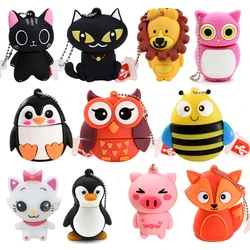 JASTER-New Cute Cartoon USB 2.0 플래시 드라이브, 64GB 32G 펭귄 U 디스크, 16GB 펜 드라이브, 8G 펜드라이브, 4GB 선물, 열쇠 고리 메모리 스틱