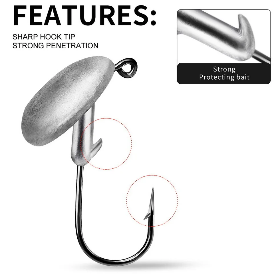 Tumbler Jig Kopf Haken 3,5g 5g 7g 10g 14g Angelhaken Jigging Köder harten Köder weichen Wurm Angelhaken Jig Haken zum Angeln – Detail 5