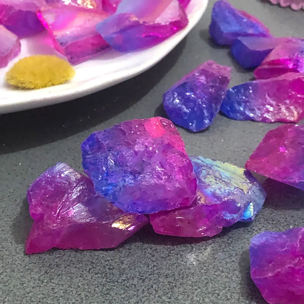 Piedra Natural Galvanizada, Cristales de Cuarzo Aura Rosa y Azul, Cristal Curativo, Mineral, Decoración para Acuarios y Hogar