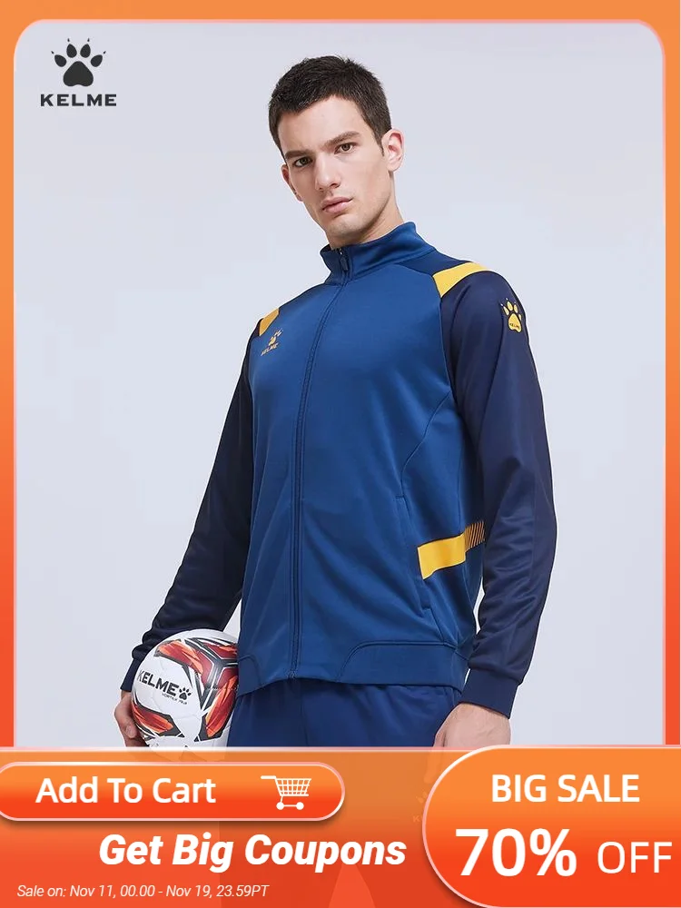 

KELME Sports Jacket Men's Football Match Suit Stand-up Collar Training Jacket 8161WT1005