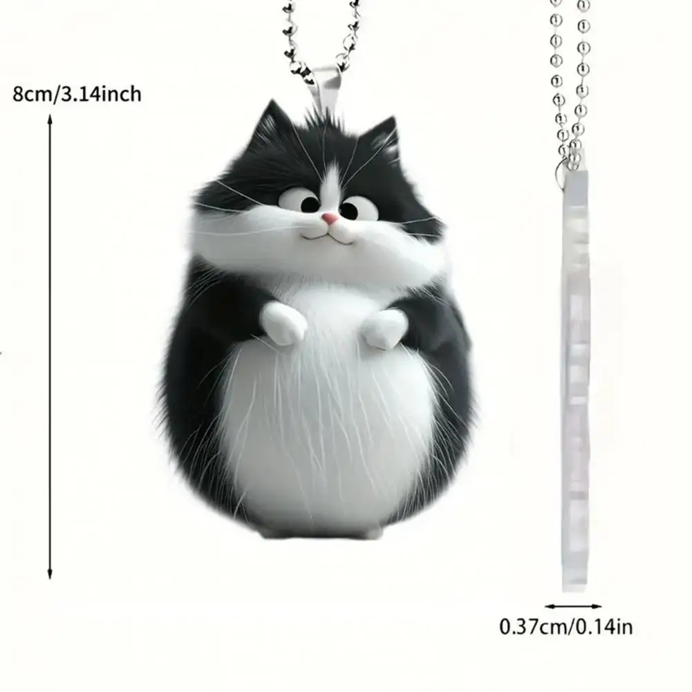 Acrylic Cat Charm Rearview Mirror Pendant Whimsical Cat Pendant Rearview Mirror Ornament Auto Decoration Gift for Family Friends