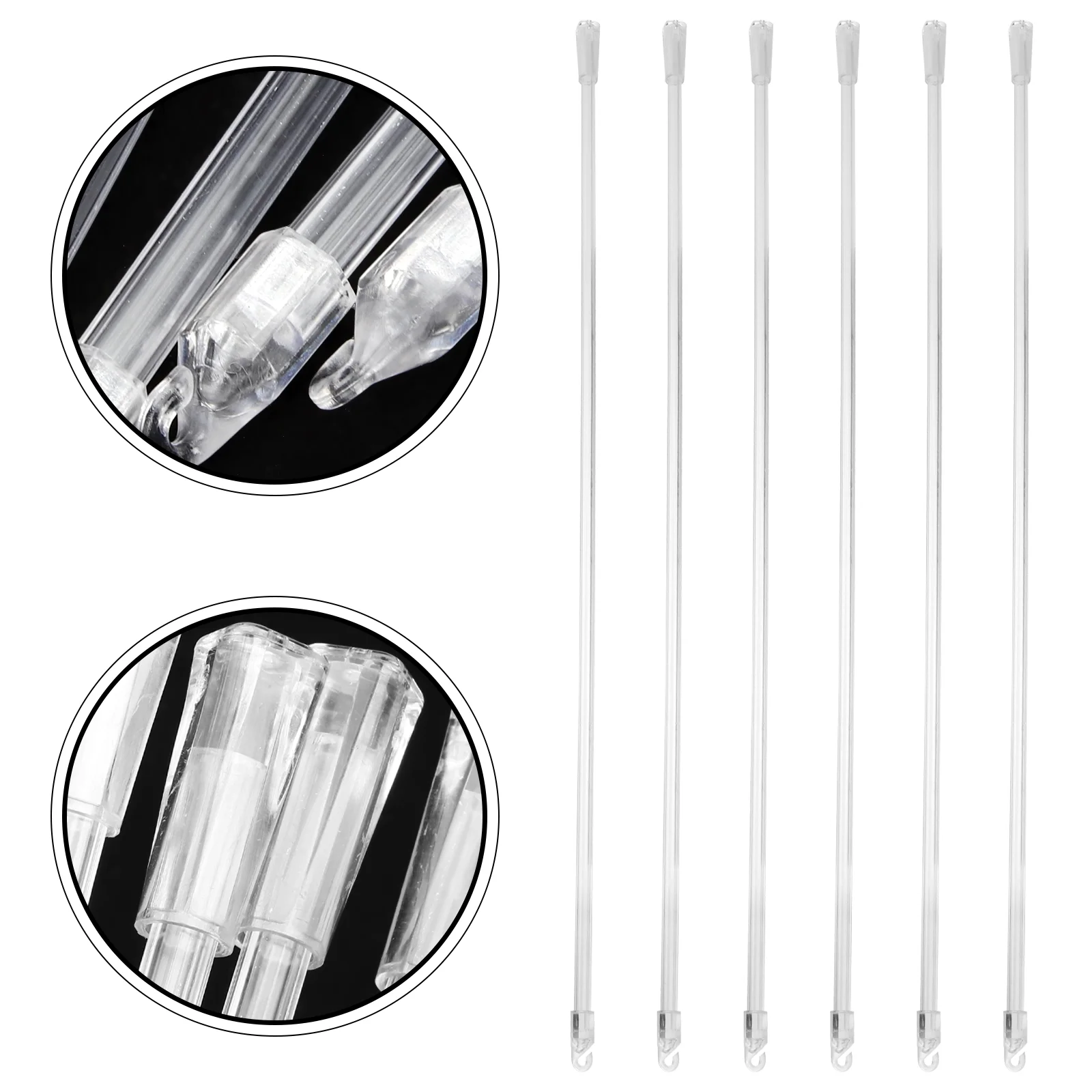 6 Pcs Venetian Blind Rod Long Stick Window Curtain Rods White Vertical Blinds for Windows Pull Opener Pole Hook