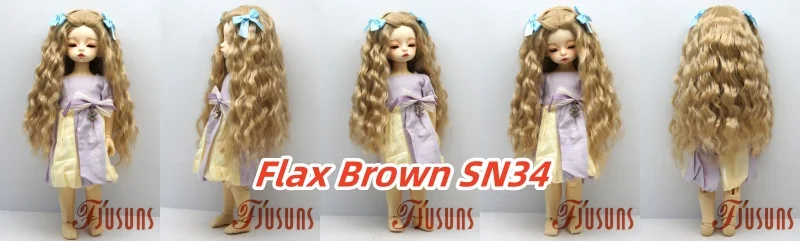 JD880 Lange Sauvage Welle Mittelscheitel Meerjungfrau Lockig mit Twin Bow Braids Puppe Perücken 1/8 1/6 1/4 1/3 Pullip Blythes BJD Haar – Detail 24
