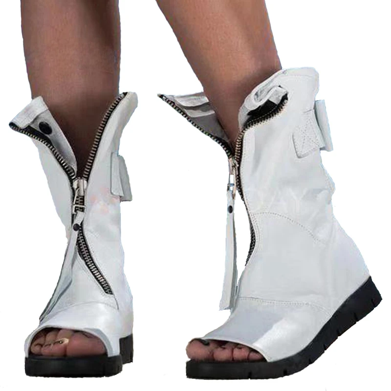 NEW Black White Peep Toe Flat Platform Gladiator Sandals Women Summer Boots Ladies Casual Shoes Sandales Femmes Sandalias Mujer