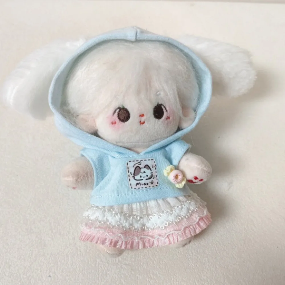 Hedgehog camiseta 10cm algodão boneca roupas listrado chapéu terno roupas de boneca roupa engraçado adorável boneca vestir-se conjunto presente das crianças