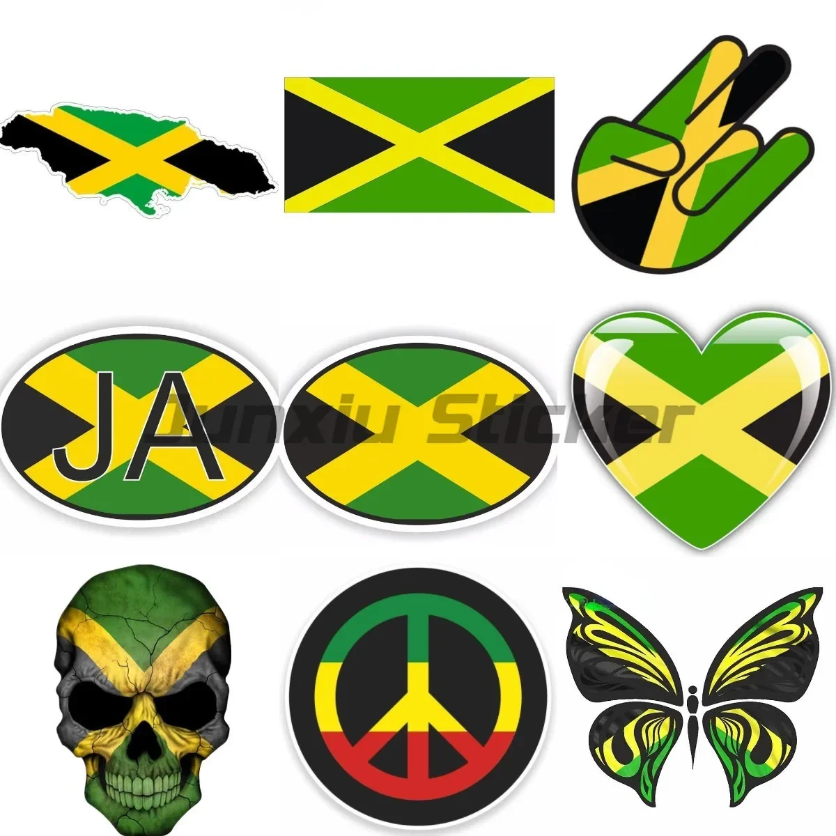 

Amaica Flag Decals Vinyl Motorcycle Truck Window Helmet Racing Wall Room Laptop Refrigerator Decoration Car Stickers