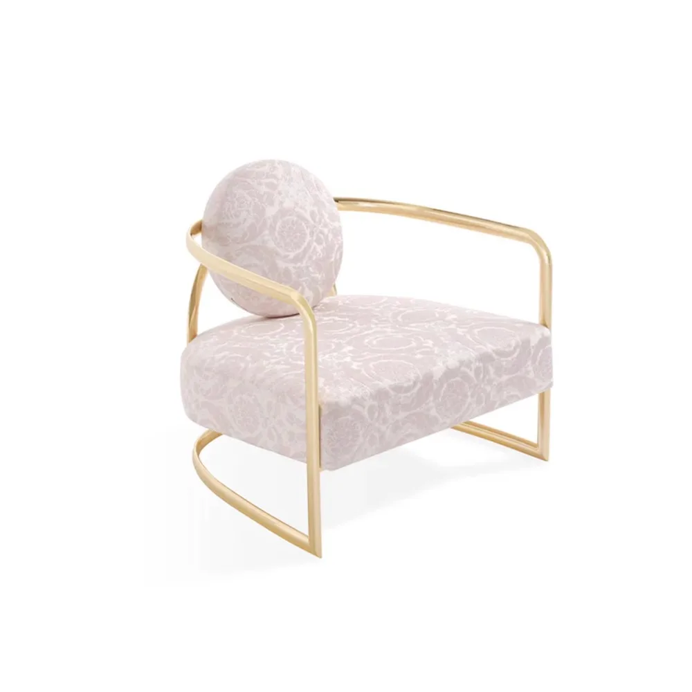 

Embroidery Fabric Armchair Premium Metal Single Sofa Chair