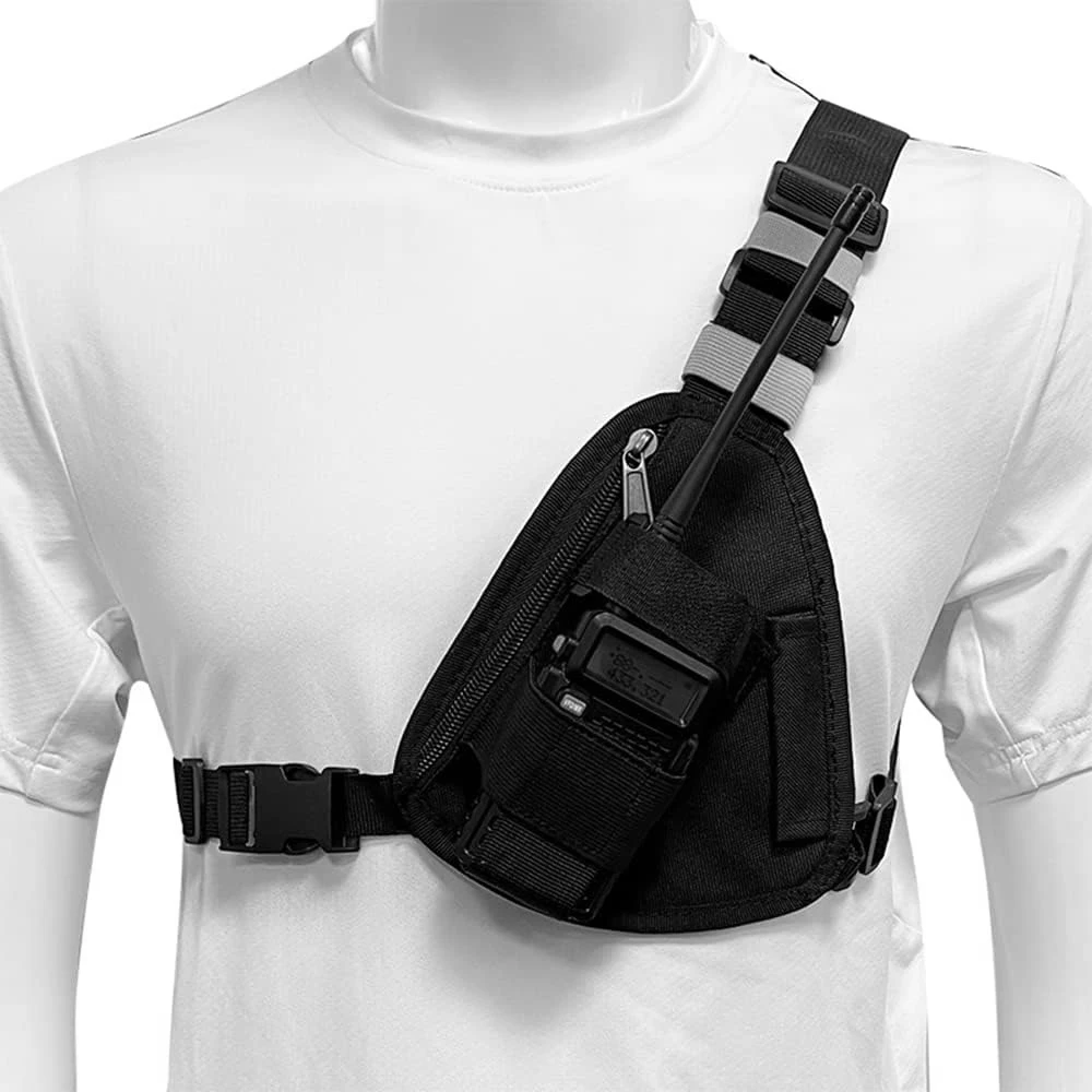 Walkie Talkie Chest Harness Shoulder Radio Holster Pack Adjustable Phone Pouch Holster Radio Chest Bag Harness Hunting Bag