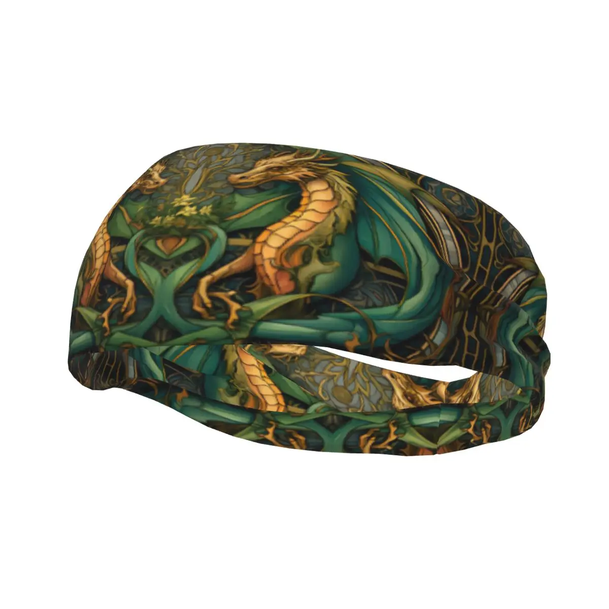 

Повязка на голову для занятий спортом, йогой, фитнесом, эластичная повязка на повязку для волос, эластичная повязка на голову, древние драконы с весами