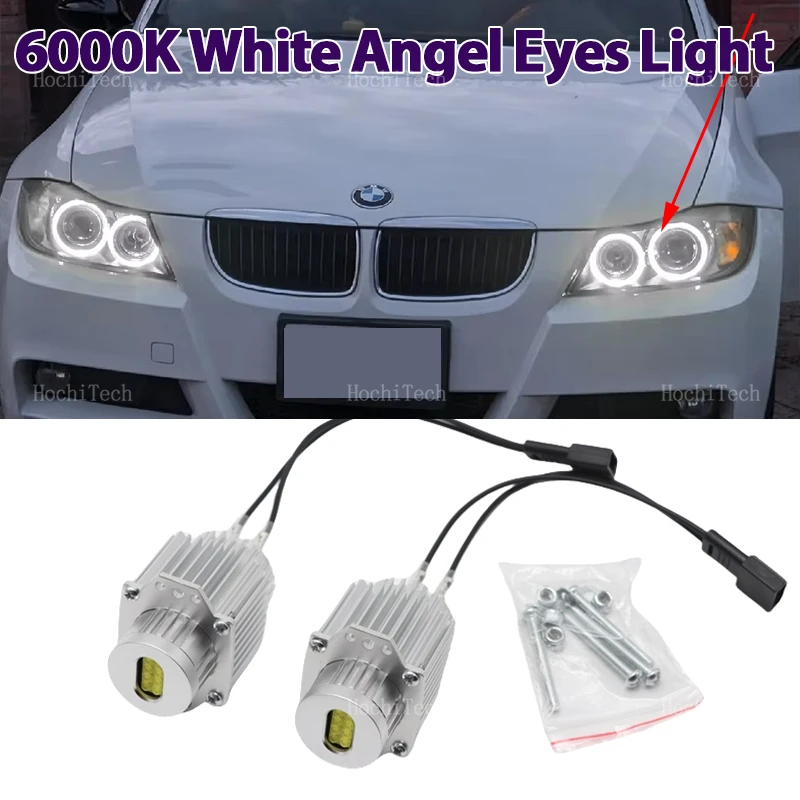 80W LED BMW Angel Eyes Ring Marker Bulbs For BMW 3 Series E90 E91 Pre-LCI Xenon Headlight 2004-2007