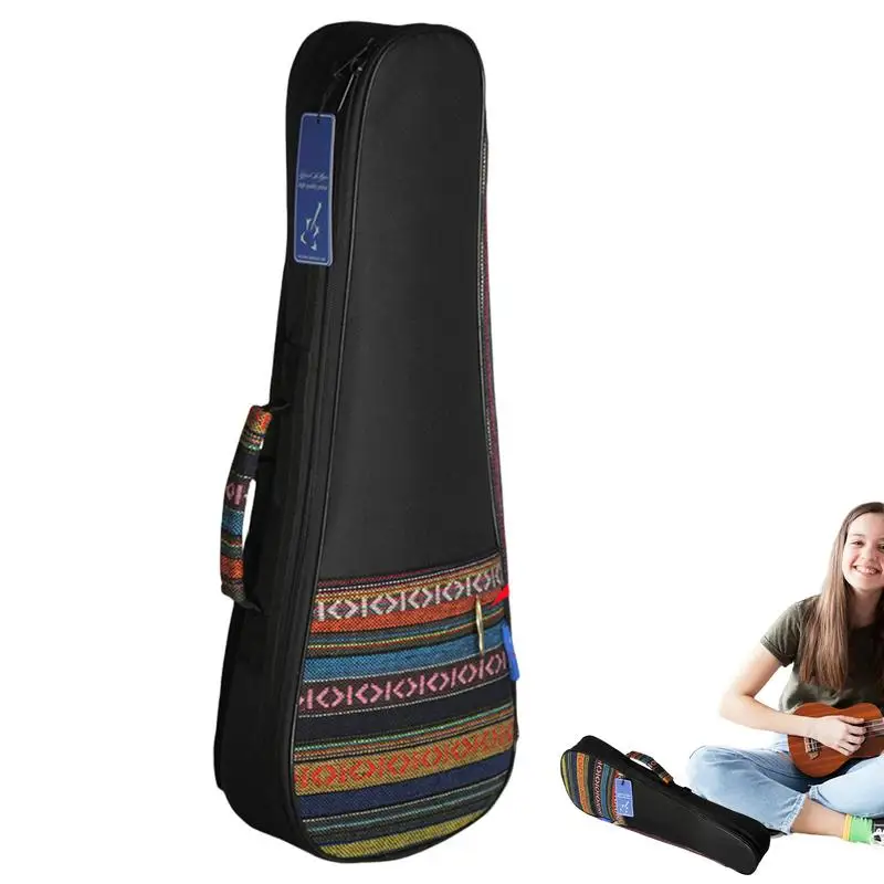 Concert Ukulele Bag Concert Colorful Ethnic Style Ukulele Case Ethnic Woven Pattern Ukulele Backpack Case For Party Daily Use