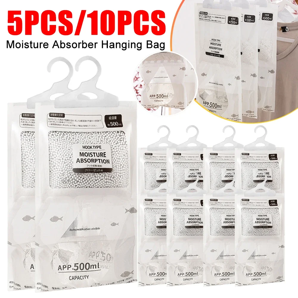 

5/10PCS Moisture Absorber Hanging Bag Wardrobe Antihumidity Bags Moldproof Dry Bag Dehumidification for Closet Indoor Desiccant