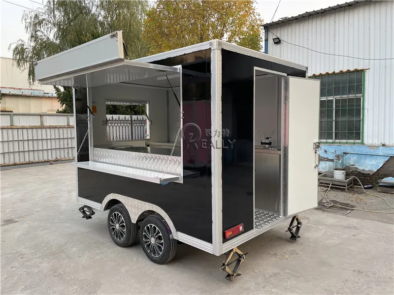 Popcorn Camping Kitchen Food Trailer Ice Cream Vending Carts with Snack Machine Mobile Popsicle Cart Solar with Freezer