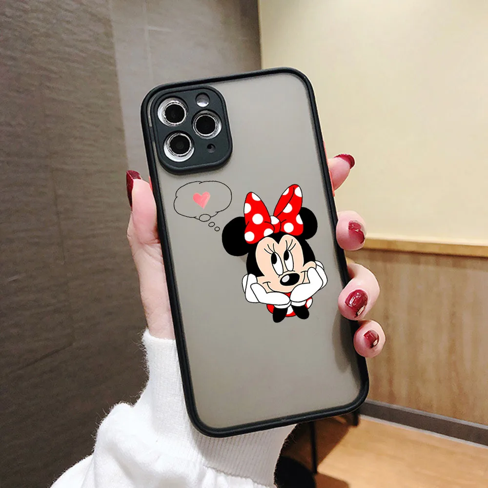 Phone Case For iphone 16 15 14 Pro Max 7 8 Plus 11 12 13 Mini XR XSMax 16Pro Cute Minnie Mickey Mouse Matte Translucent Cover image 3