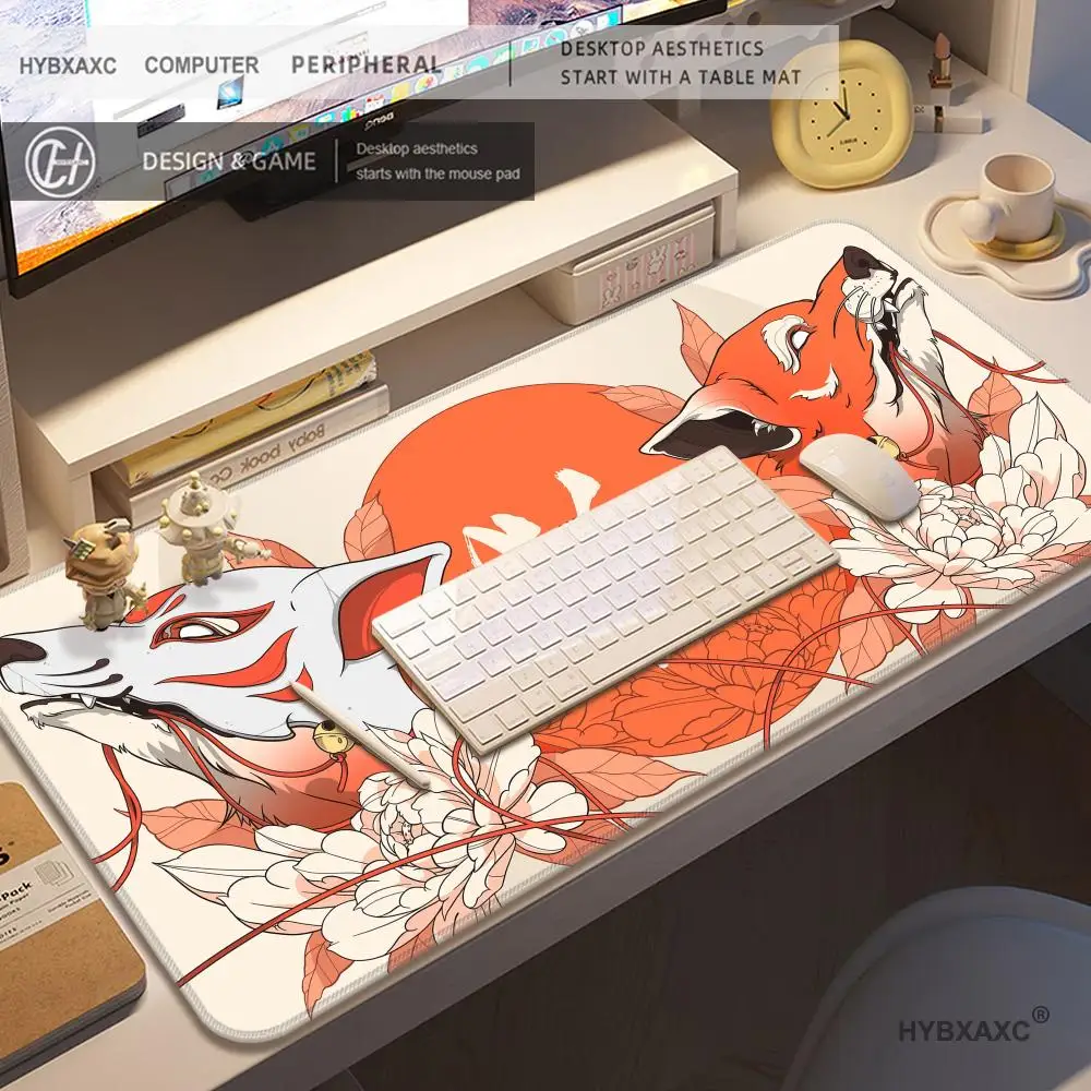 HYBXAXC Mouse Pad Nine-tailed Fox Table Mat Mousepad Computer Pad Table Mat 90x40cm Big Desktop Mat Large Mouse Pad Keyboard Mat