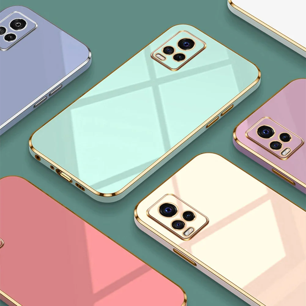 For vivo Y33s Case Luxury Square Plating Vivo Y21 Phone Case Y21S Y21T ShockProof Silicone V2109 V2111 V2110 V2135 Back Cover