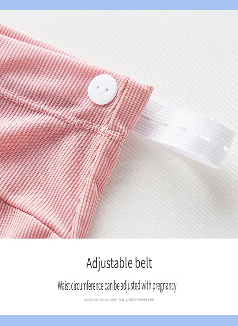 Weiche, kurze Umstandshose für schwangere Frauen, Sommer, hohe Taille, solide, atmungsaktiv, elastisch, sexy Mini-Caprihose, Schwangerschaft, Eisseide – Detail 4