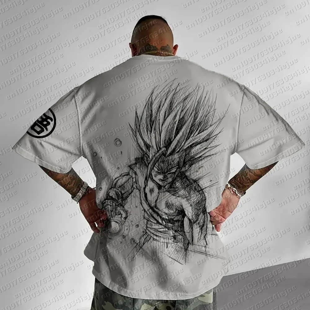 Dragon Ball Animation T-Shirt für Herren, Sommer, neu, doppelseitiger Druck, locker geschnitten, lässig, Harajuku, trendig, kurzärmelig, Eltern-Kind-Oberteil – Detail 9