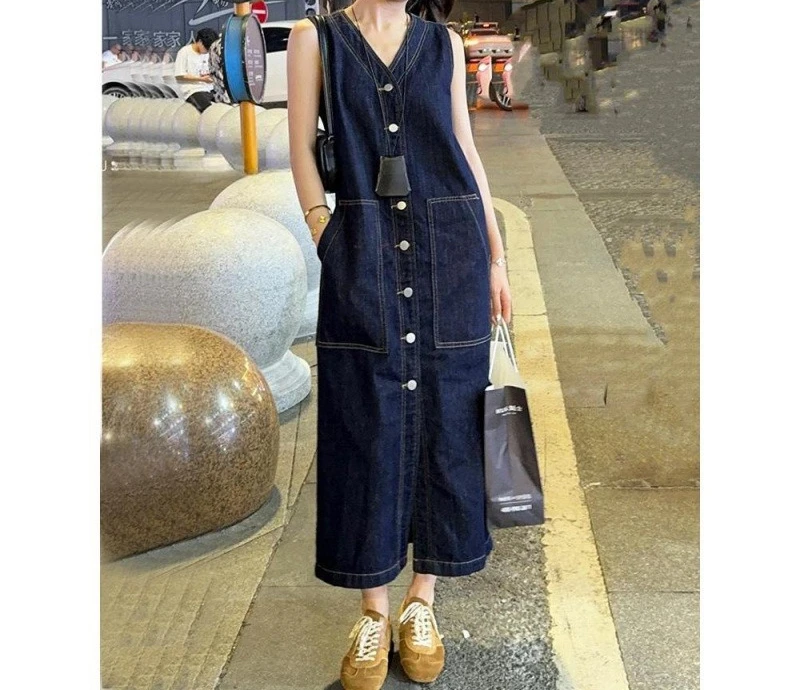

Sleeveless Denim Dress Women's New Summer Style Long Skirt Children's Spring and Summer