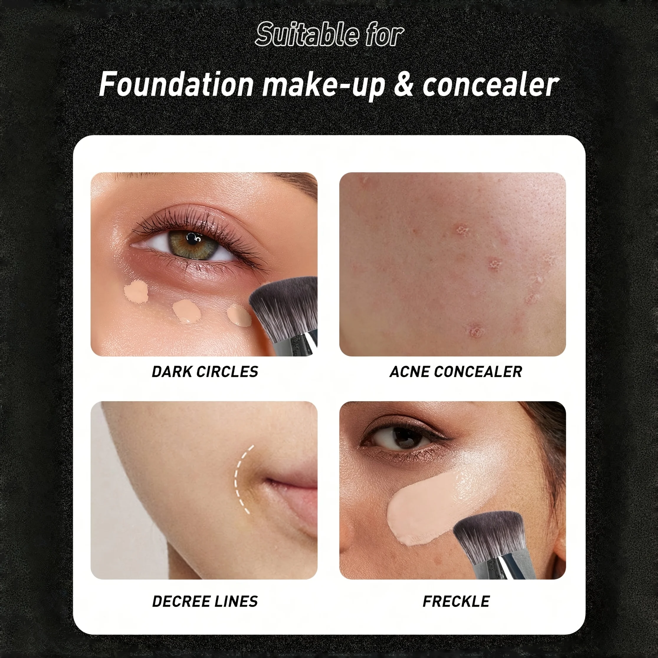 Brocha correctora de fibra sintética suave, multiuso para mezclar impecable debajo de los ojos, crema BB, herramienta de maquillaje amigable para viajes