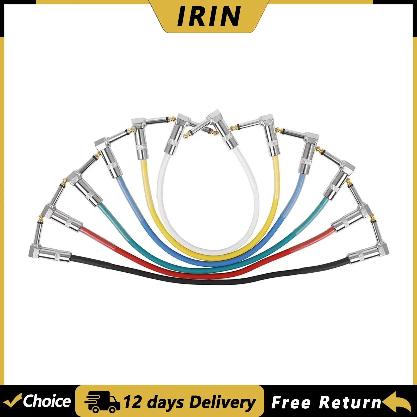IRIN 30CM Guitar Effect Pedal Cable 6.35mm Multicoloured Low Noise Shielded Connection Audio Cable Electric Guitar Accessories