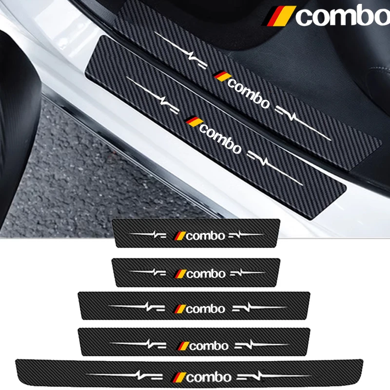Car Sill Scuff Plate Decals Accessories Carbon Fiber Door Threshold Stickers Pedal Guards Strip Tape for Combo Model For Opel