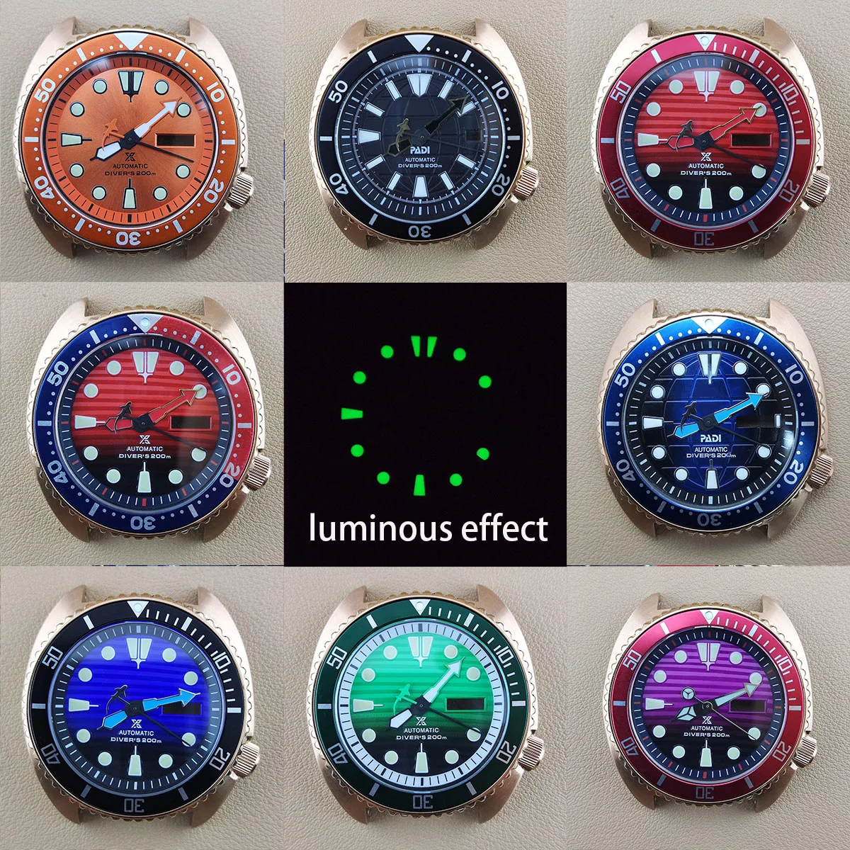 Custodia nh35 da 42.5mm logo personalizzato nh36 custodia NH35 cassa dell'orologio movimento nh35 con lunetta vetro zaffiro accessori per orologi subacquei parti