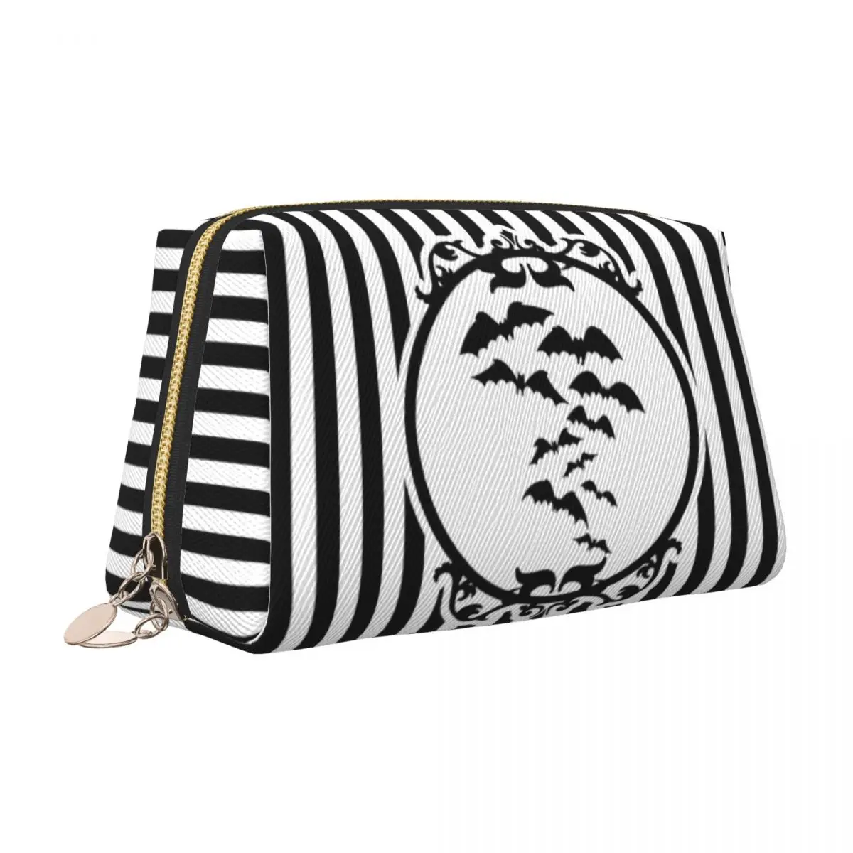 Stripes And Bats Cosmetic Bag Women Fashion Big Capacity Goth Occult Witch Halloween Makeup Case Beauty Storage Toiletry Bags