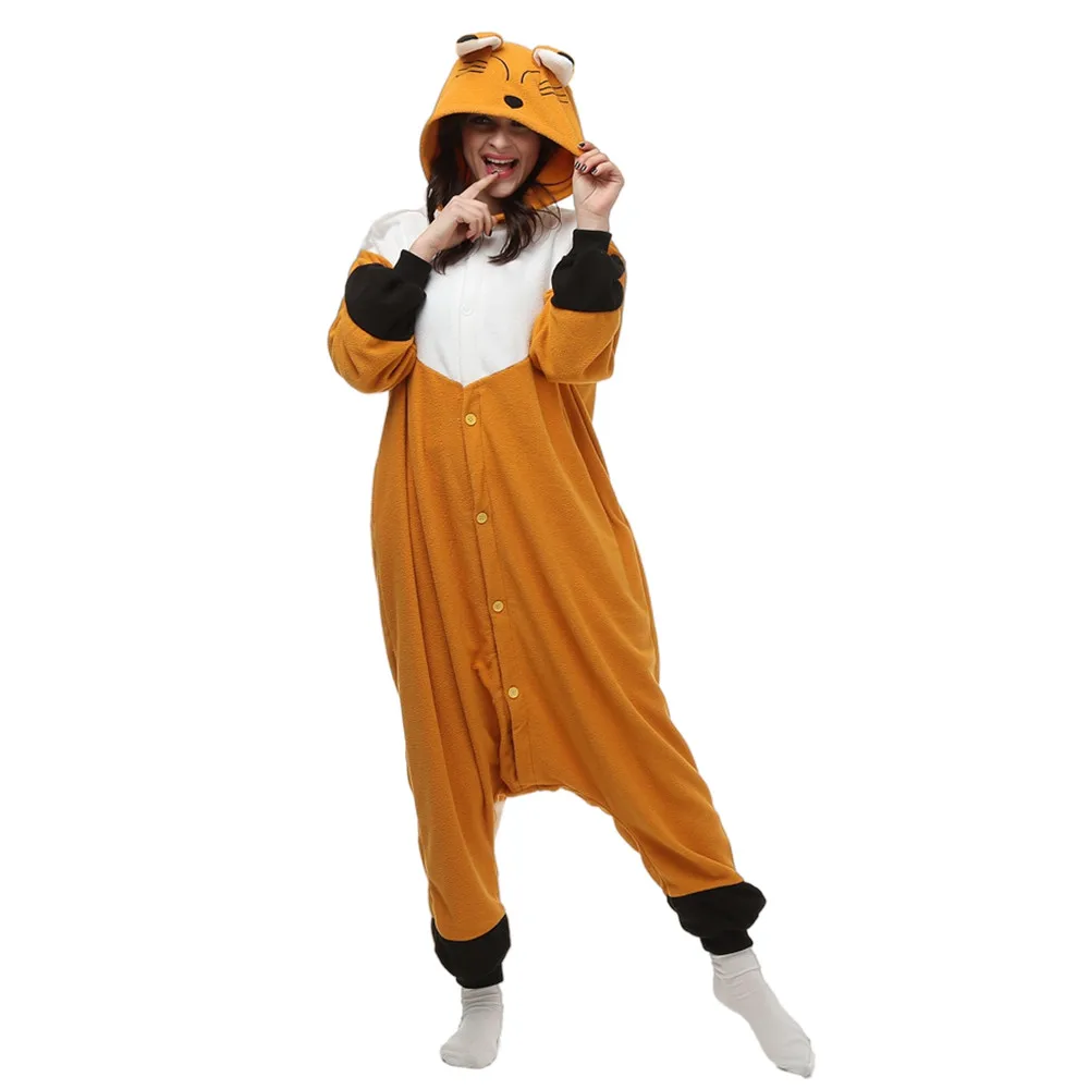 Miss Fox Fleece Kigurumi Women Jumpsuit Onesie Pajamas Halloween Party Cosplay Costumes For Adults