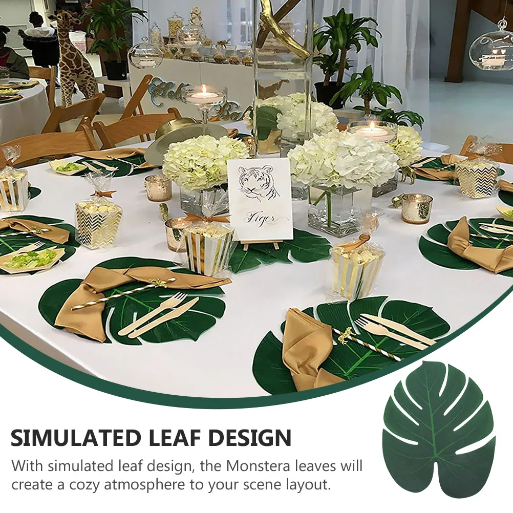

Simulated Turtle Back Leaf Decoration Premium Leaf Decor for Home Restaurant Party Table Easy Clean Place Mat Green