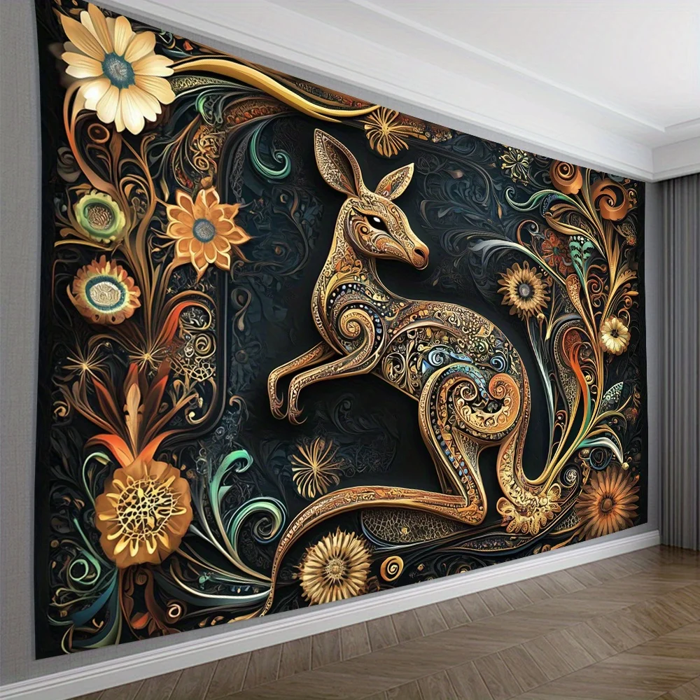 Flower Kangaroo Theme Digital printing polyester wall hanging tapestry decorative Living room bedrooms Office background gift