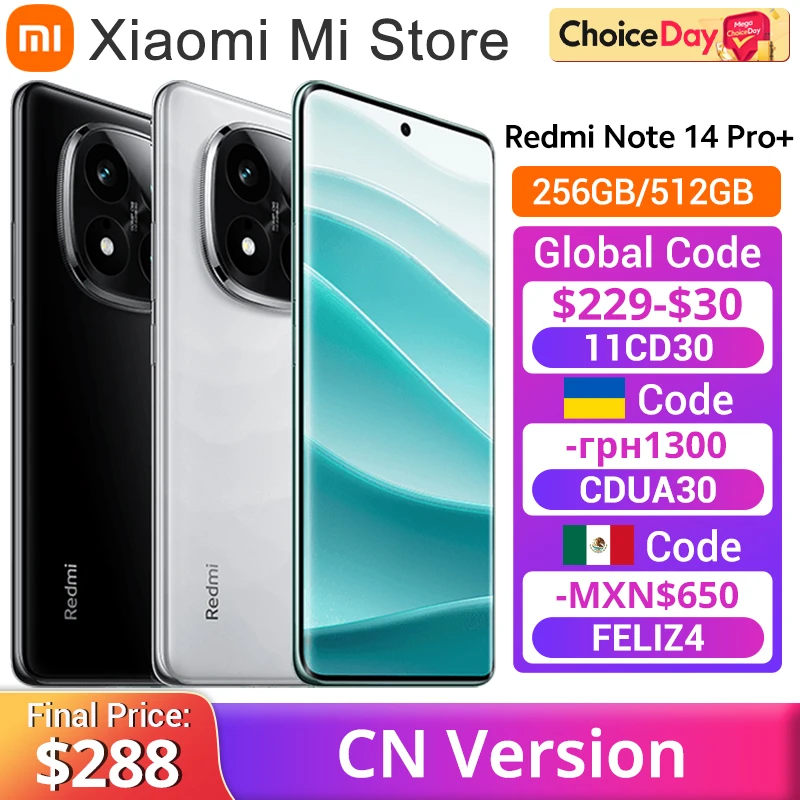 Original Xiaomi Redmi Note 14 Pro Plus 5G Smartphone Snapdragon®7S Gen3 50MP OIS 6200mAh 120Hz 6.67