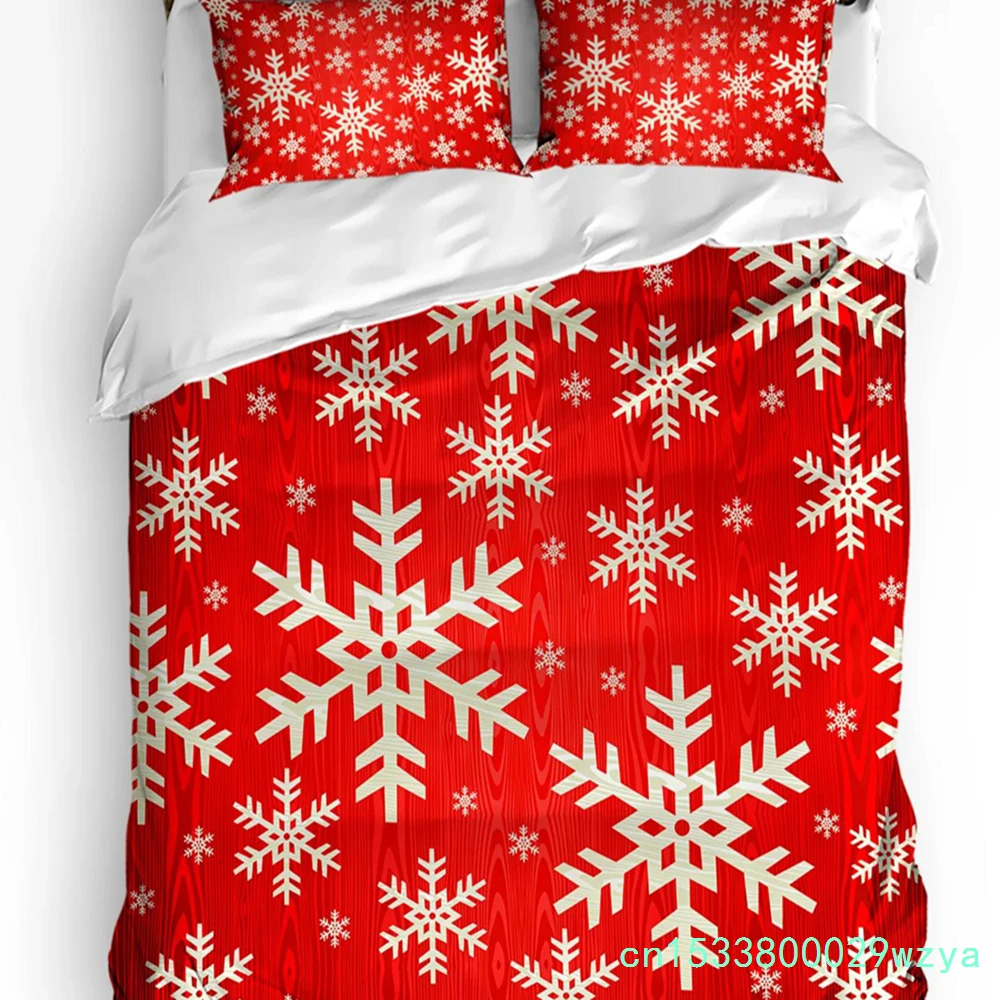 Christmas Snowflake Planks Duvet Cover Bed Bedding Set Home Textile Quilt Cover Pillowcases Bedroom Double Bedding Set No Sheet