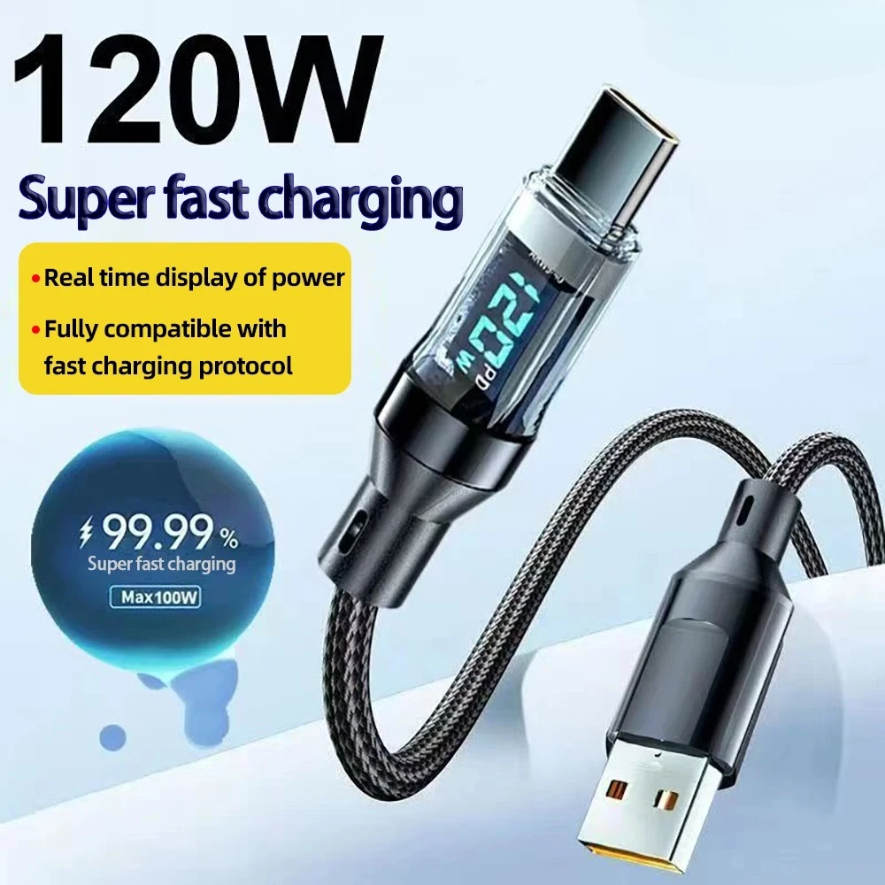 120W USB to Type C car speaker cable display PD data cable Micro USB 0.3m charging cable Car speaker charging accessories